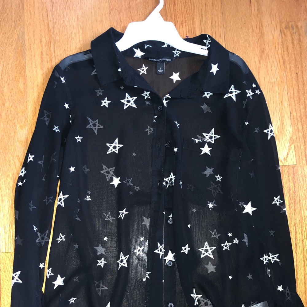 Sheer Black Button Up From Banana Republic